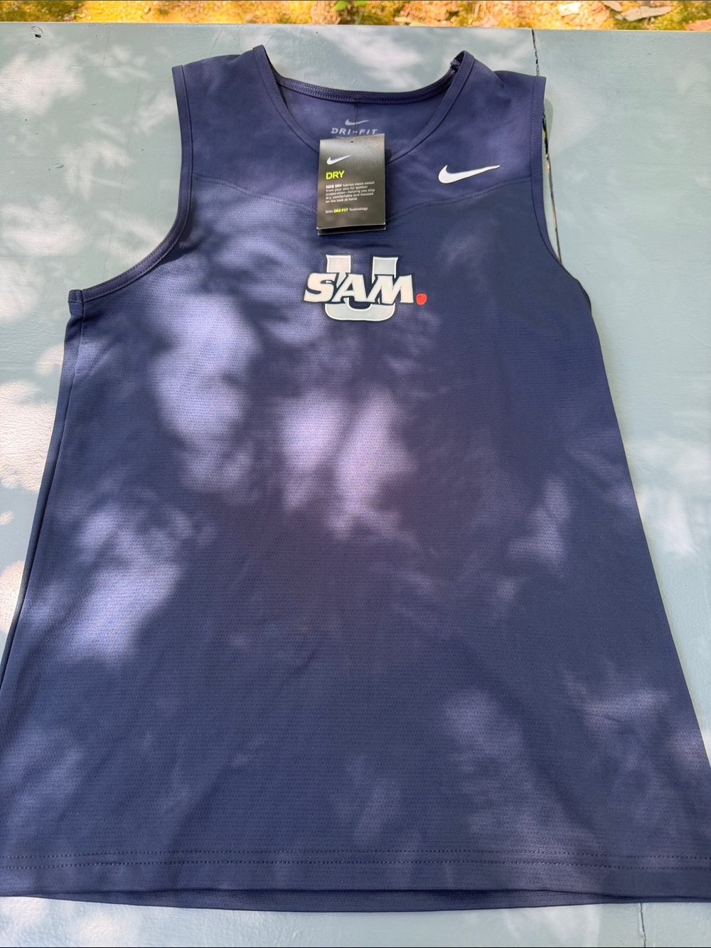University of Samford Bulldog Men’s Navy Blue Dri-FIT Sleeveless Swim Rash Guard